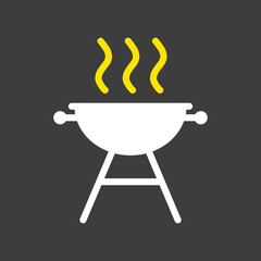 Grill BBQ cookout vector icon on dark background