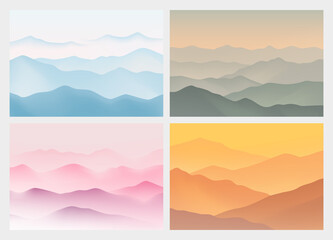 Landscape with mountains. Abstract background with modern gradient colors. 