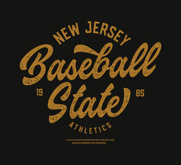 New Jersey. Badge with Original Script and Sans Serif Fonts. Vector Illustration