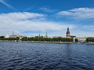 Historical landmarks of the Latvian capital Riga on a sunny summer day 2021