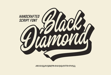 Black Diamond. Original Script Font. Vector Illustration