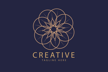 Logo design template, circular leaf-shaped flower