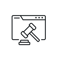 Online auction linear icon. Webpage. Thin line customizable illustration. Vector isolated outline drawing. Editable stroke