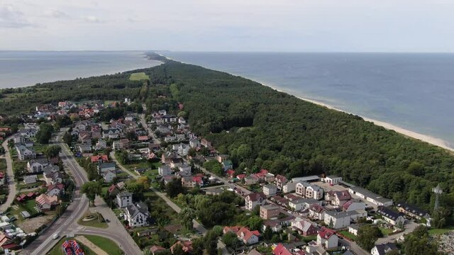 Aerial view of Jastarnia on Hel peninsula at the Baltic Sea in Poland, Europe