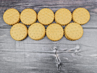 The Natural biscuits close-up. Delicious cookies in the close-up