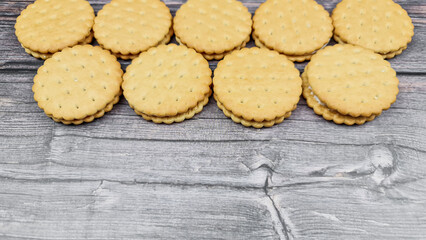 The Natural biscuits close-up. Delicious cookies in the close-up