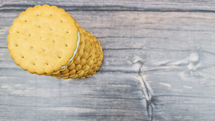 The Natural biscuits close-up. Delicious cookies in the close-up