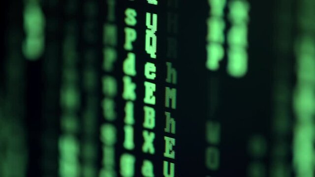 Blockchain technology agreement connection network business concept of matrix background style. Computer virus and hacker screen background. Concept of bitcoin btc mining and program code development