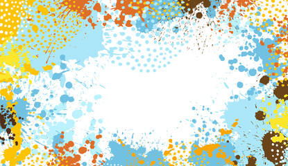 Background of blots. Horizontal frame of paint stains. Vector illustration