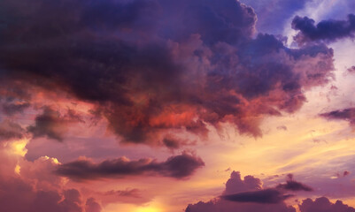 sunset with red and cloudy clouds clouds