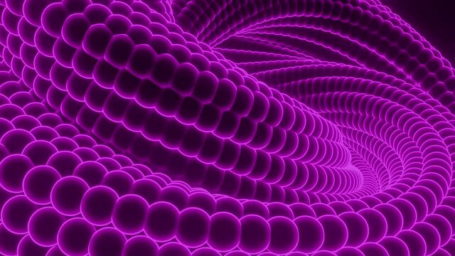 3D animation of snake skin. Design. Looped movement of wriggling snake. 3D spiral with texture of snake skin unfolds and twists