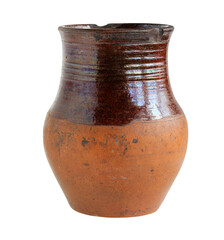 clay jug isolated on a white background