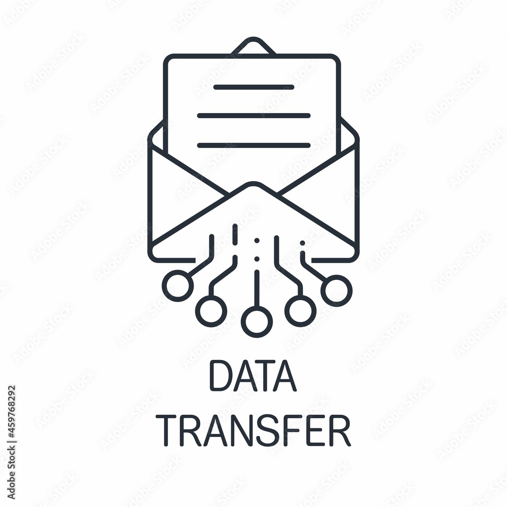 Poster data transfer. vector linear icon isolated on white background.