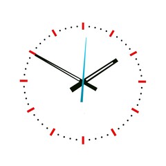 Time clock closeup on whte. 3d render