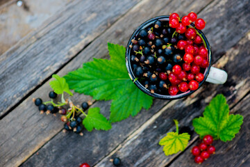 top view of berries in a glass. High quality photo