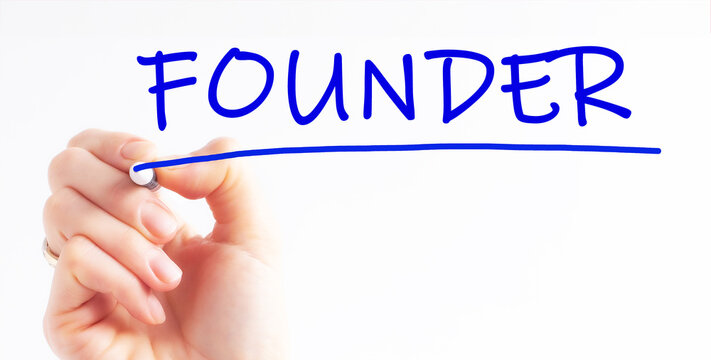 hand writing inscription founder with marker, concept, stock image