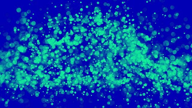 kte 3D Animation mit gr&uuml;nen Punkten vor blauem Hintergrund - Loop in 4k