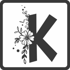 Floral Alphabet K SVG Design | Typography | Alphabet SVG Cut Files