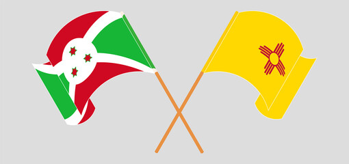 Fototapeta premium Crossed and waving flags of Burundi and the State of New Mexico