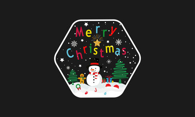 Merry Christmas T-shirt design vector, black background