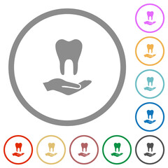 Dental provision flat icons with outlines