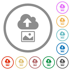 Upload image to cloud solid flat icons with outlines