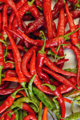 Background with bitter pepper. Colorful pods of bitter pepper. Chili pepper. Agricultural background with vegetables. Harvesting. Sale of vegetables. Agricultural business.