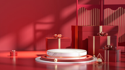 3D rendering creative picture of Chinese style product exhibition platform