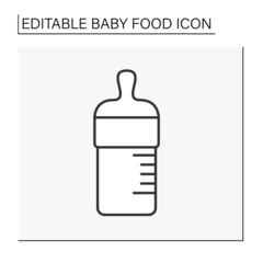 Children nutrition line icon. Baby bottle for feeding milk or porridge.Baby food concept. Isolated vector illustration. Editable stroke