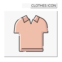 Fashion color icon. Fashionable polo shirt with collar.Clothes concept. Isolated vector illustration