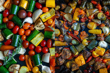 des légumes crus et des légumes cuits 
