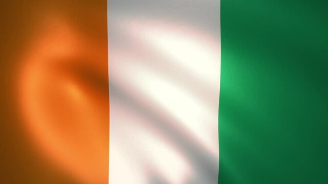 Flag of C&ocirc;te d'Ivoire (Ivory Coast) Waving in the Wind (LOOP)