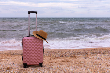 travel to the ocean, sea,
beach vacation, summer vacation, autumn weather vacation, seashells on...