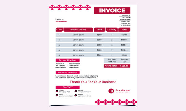 Invoice Design Template with Creative Designs