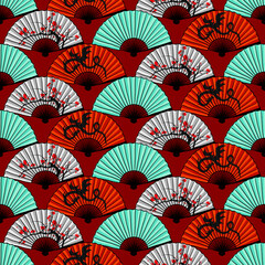 Japanese Fan Seamless Pattern for party, anniversary, birthday. Design for banner, poster, card, invitation and scrapbook