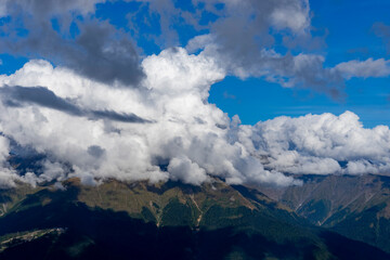 Mountain landscape with clouds without people