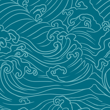 Japanese wave Seamless Pattern for party, anniversary, birthday. Design for banner, poster, card, invitation and scrapbook
