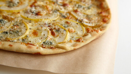 Pizza with blue cheese and pear