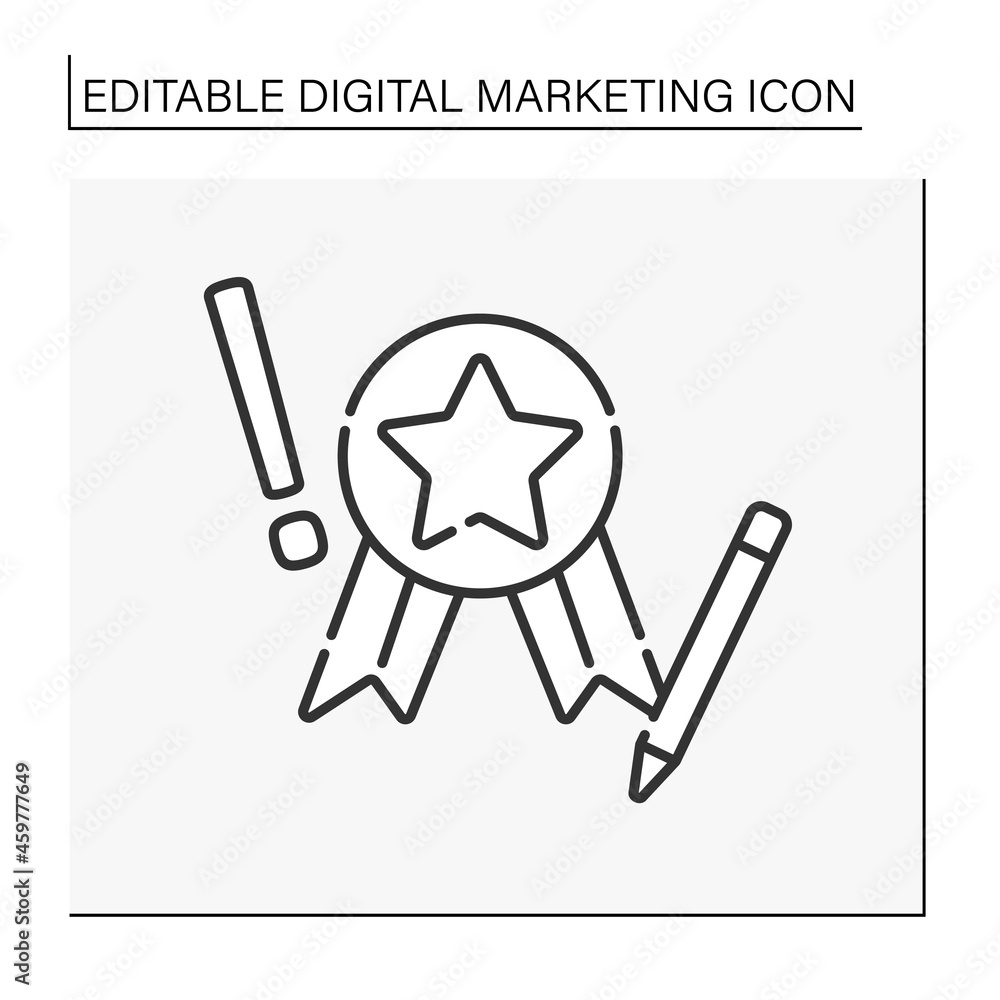 Poster digital marketing expert line icon. campaigns for creating and publishing written and visual content