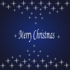 Snowflakes stars are silver on a dark blue background