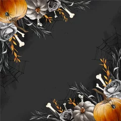 Abwaschbare Fototapete Aquarellschädel watercolor halloween background vector design illustration