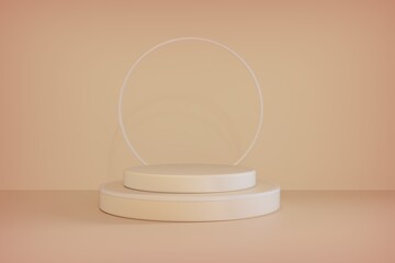 Podium or pedestal for products display or advertising for autumn holidays on orange background, 3d render