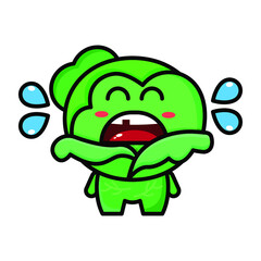 cute cabbage criying icon illustration vector graphic