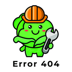 cute cabbage with error 404 icon illustration vector graphic