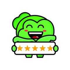 cute cabbage with five stars icon illustration vector graphic