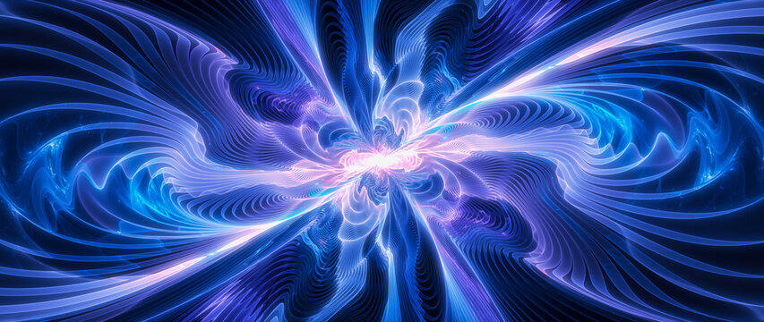 Colorful glowing multidimensional object in space