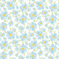 Abstract blue and yellow flower pattern