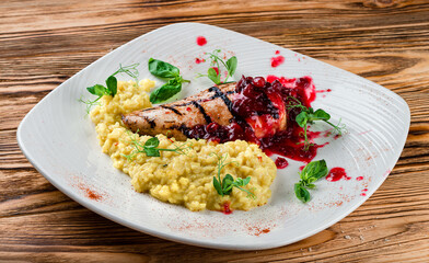 grilled chicken breast fillet risotto