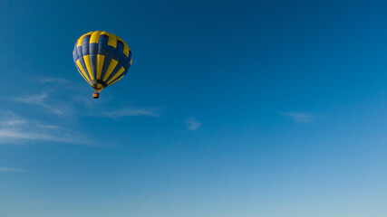 How to travel during quarantine. Hot air balloon. Colorful hot-air balloons flying
