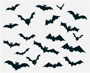 Naklejka premium Bats Black Objects Signs Symbols Vector Illustration With Background
